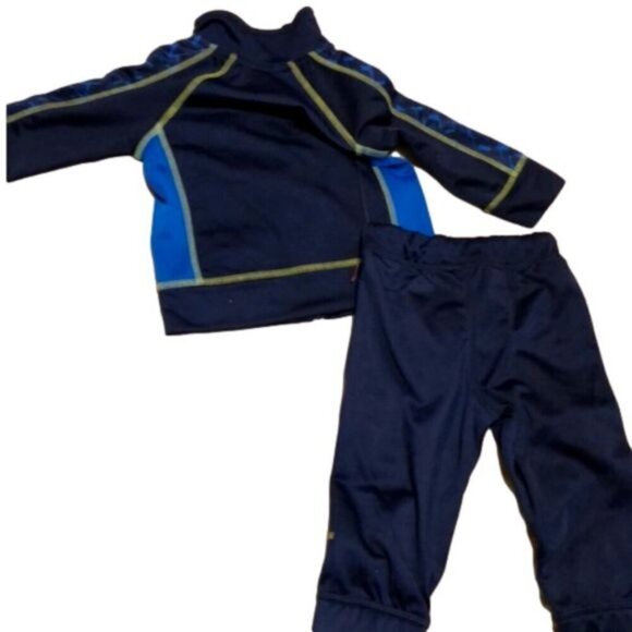Cat and Jack 2 Piece Tracksuit Set Navy Blue Neon Green Stripes Size Boys 12M - Picture 7 of 7